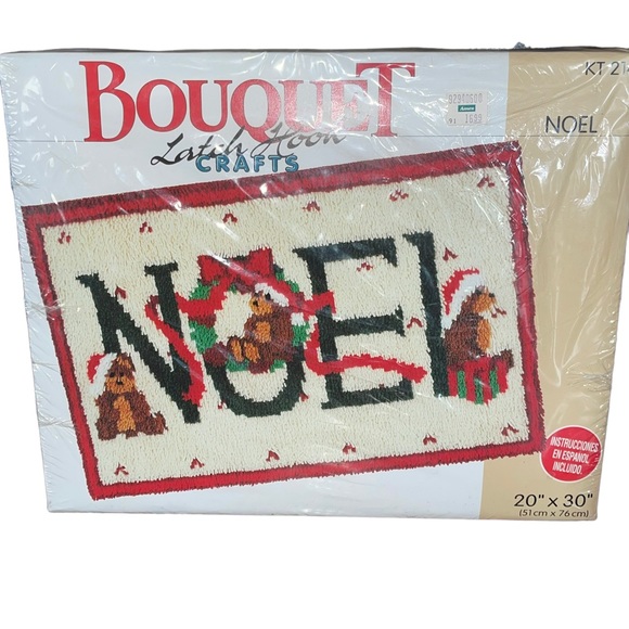 Bouquet Latch Hook Kit Noel 20" X 30”RUG KIT  Kit#214 Vintage New Sealed Box. - Picture 4 of 4